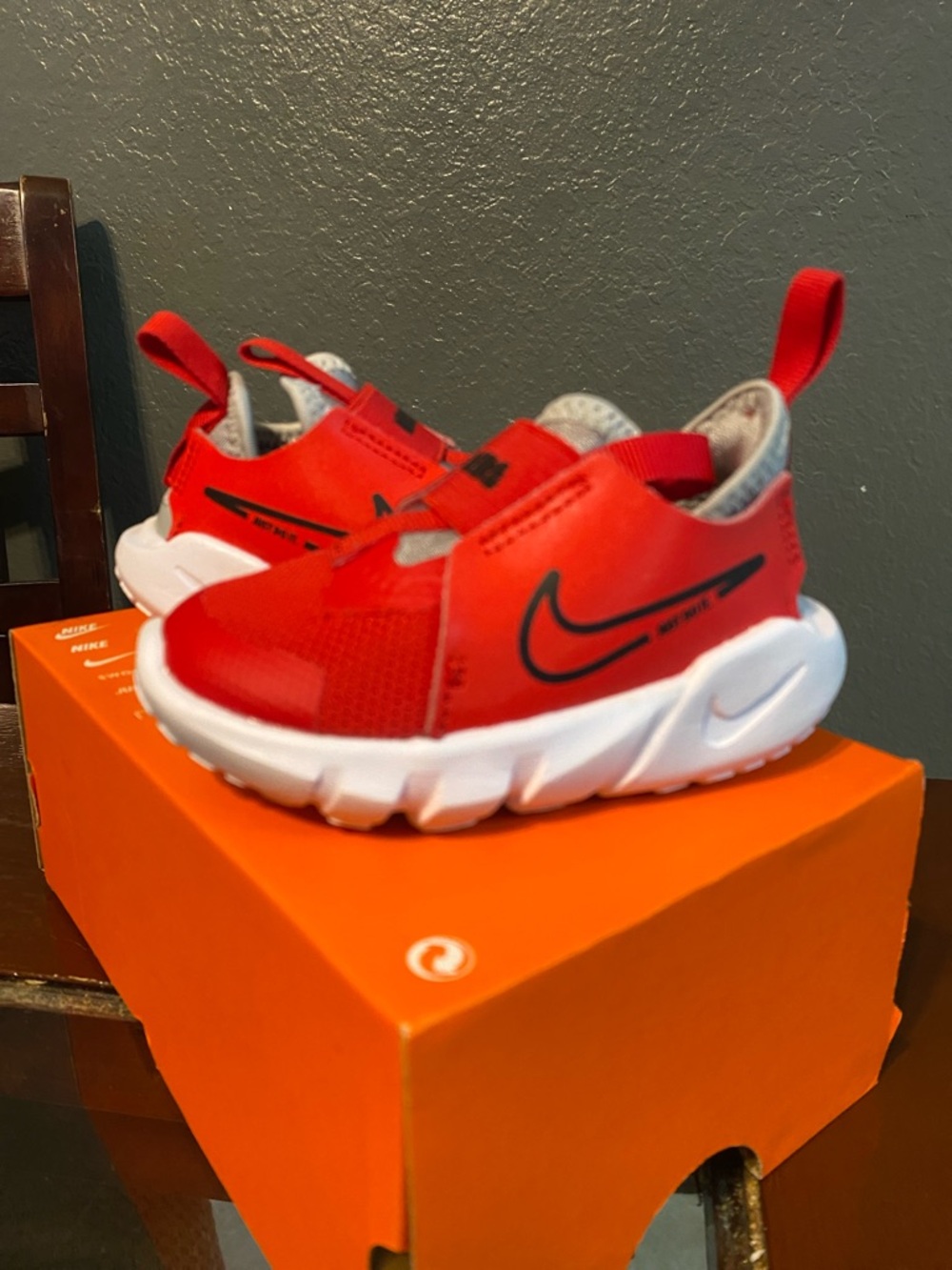 Nike Baby  Red and White Slip-On Sneakers